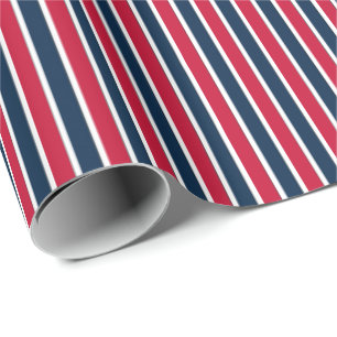 Striped Gift Wrapping Paper-Red-White-Blue-01 Wrapping Paper