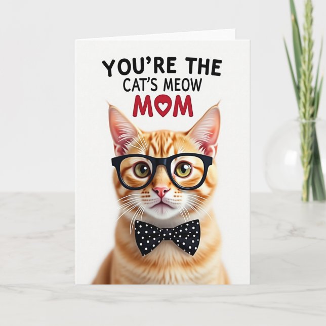 Striped Ginger Cat Mom Card (Front)