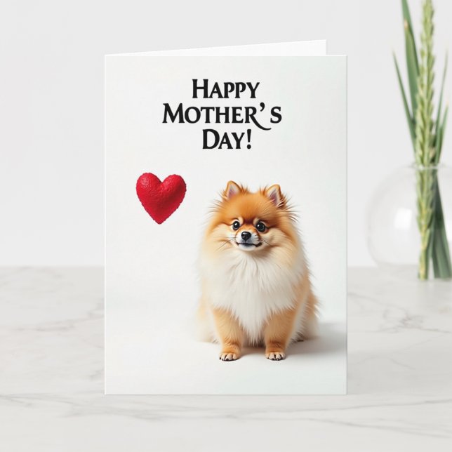 Striped Ginger Puppy Mothers Day Card (Front)