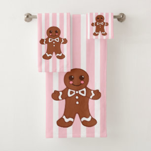 Striped Gingerbread Bath Towel Set