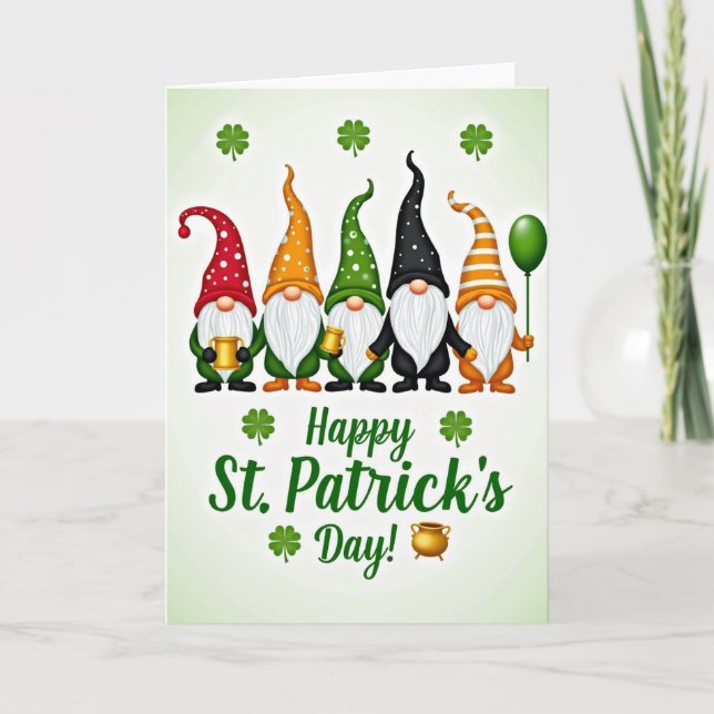 Striped Gnome Hats Holiday Card (Front)