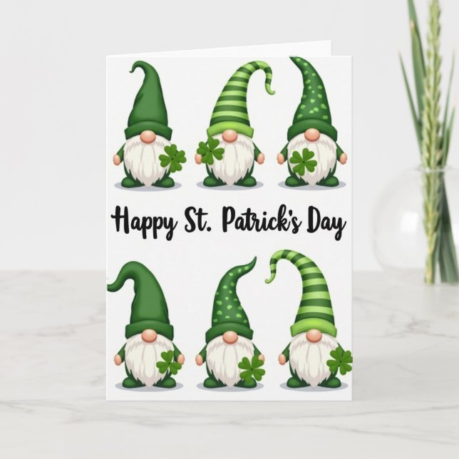 Striped Gnome St Patricks Card (Front)