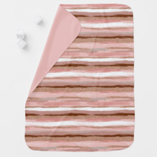 Striped Gold Glitter Pink Baby Blanket