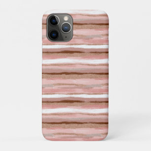 Striped Gold Glitter Pink iPhone 11 Pro Case