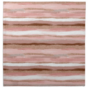 Striped Gold Glitter Pink Cloth Napkins