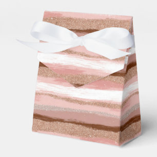 Striped Gold Glitter Pink Favor Boxes