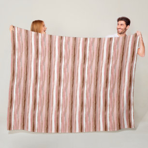 Striped Gold Glitter Pink Fleece Blanket