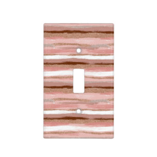 Striped Gold Glitter Pink Light Switch Cover