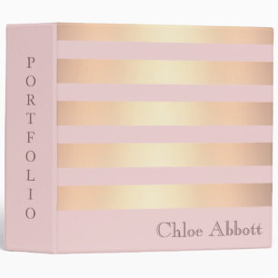 Striped Gold Metallic Design Portfolio 3 Ring Binder