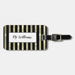 Striped Gold Mr. Luggage Tag