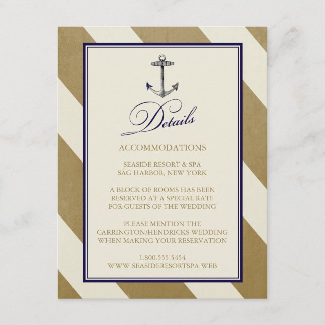 Striped Gold with Navy Anchor  Enclosure Card (Front)