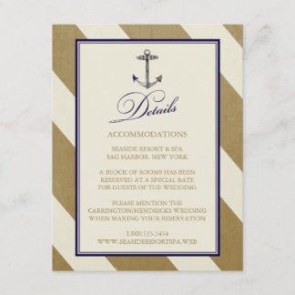 Striped Gold with Navy Anchor  Enclosure Card