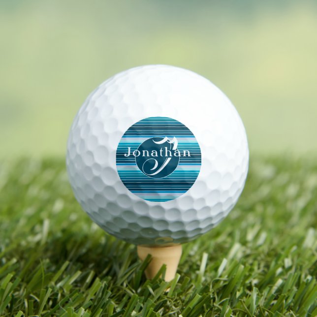 Striped Golfing Accessories Personalized Blue Golf Balls (Insitu Tee)
