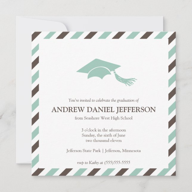 Striped Graduation Announcement Template (Front)