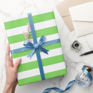 Striped Grass Green Color Wrapping Paper