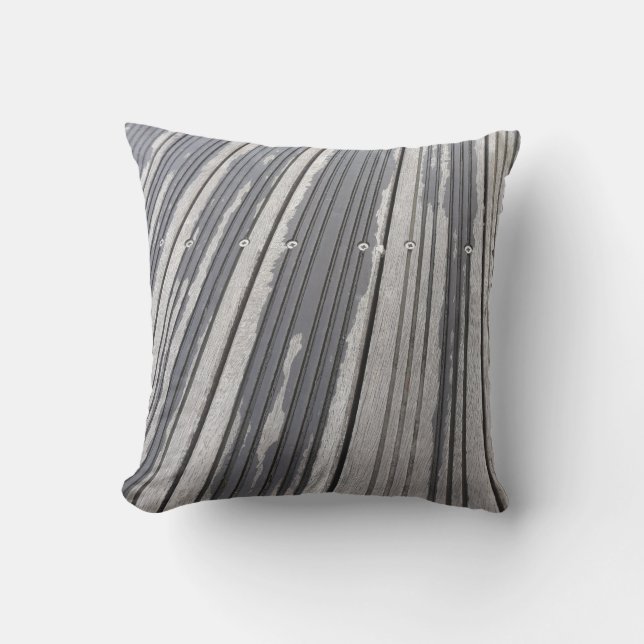 Striped gray/brown photo cushion (Front)
