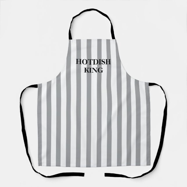 Striped Gray Hotdish King All-Over Print Apron (Front)
