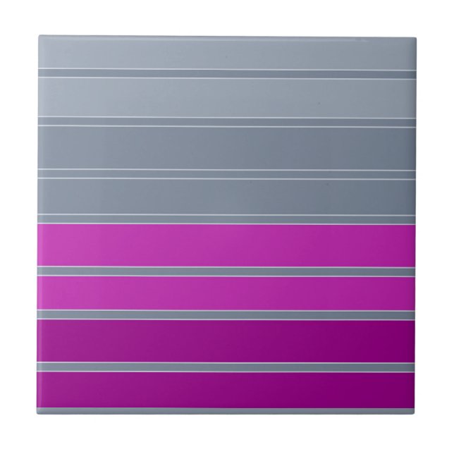 Striped gray purple fashion pattern  ceramic tile (Front)