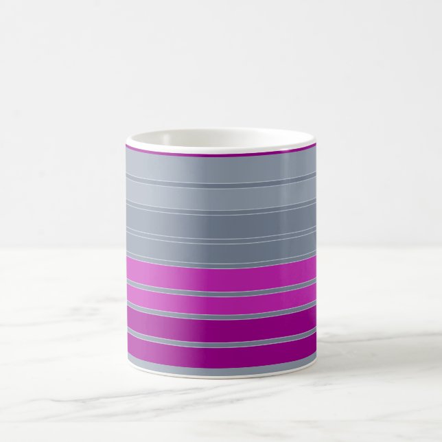 Striped gray purple fashion pattern  coffee mug (Center)