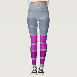 Striped gray purple fashion pattern leggings
