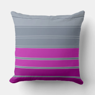 Striped gray purple fashion pattern throw pillow