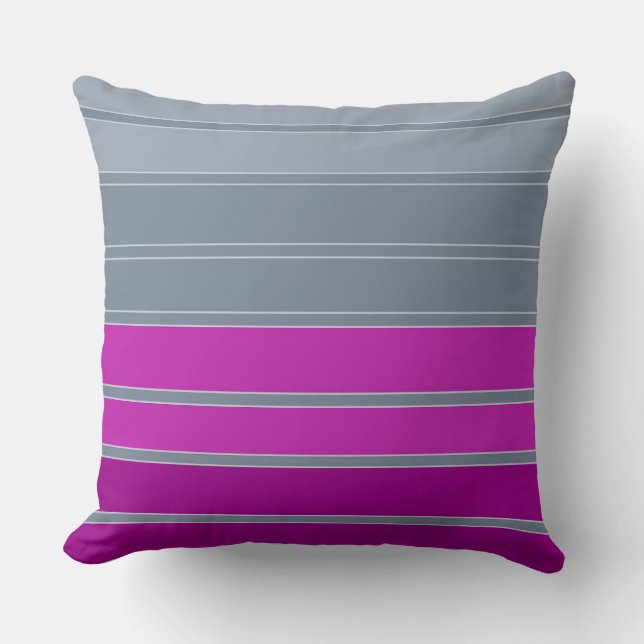 Striped gray purple fashion pattern throw pillow (Front)