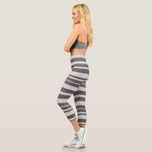 Striped  Gray Summer Women's Clothing  Capri Leggings
