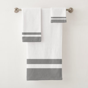 Striped Gray & White Bath Towel Set