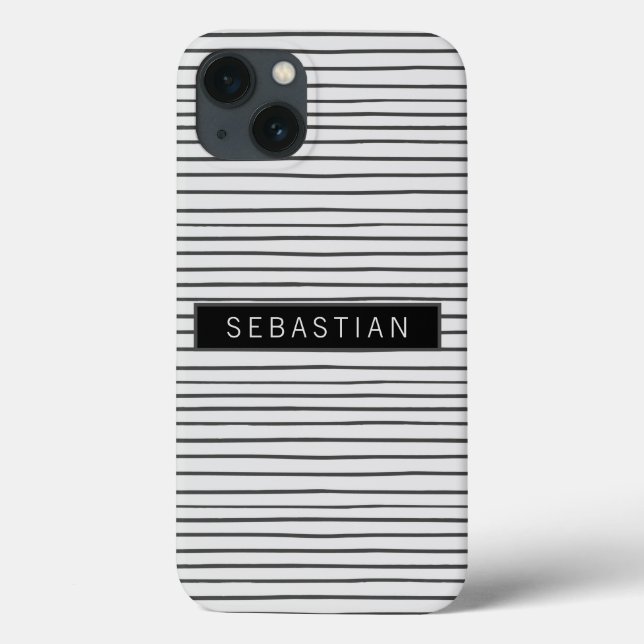 Striped Gray White Pattern Personalized Case-Mate iPhone Case (Back)