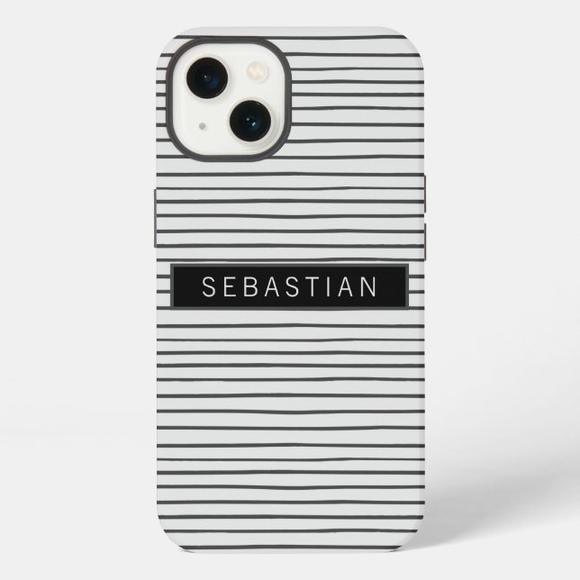 Striped Gray White Pattern Personalized Iphone Case (Back)
