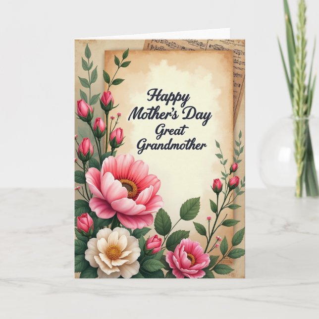 Striped Great Grandma Card (Front)