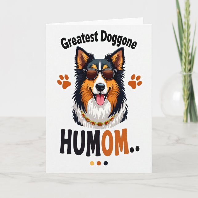 Striped Greatest Humom Dog Card (Front)