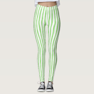 Striped Green and White Leggings