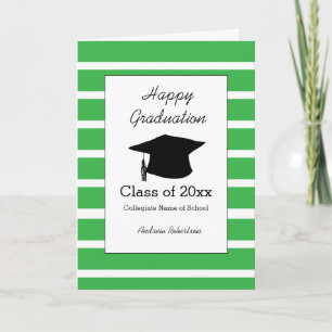 Striped Green Class of 2025 Happy Graduation Card