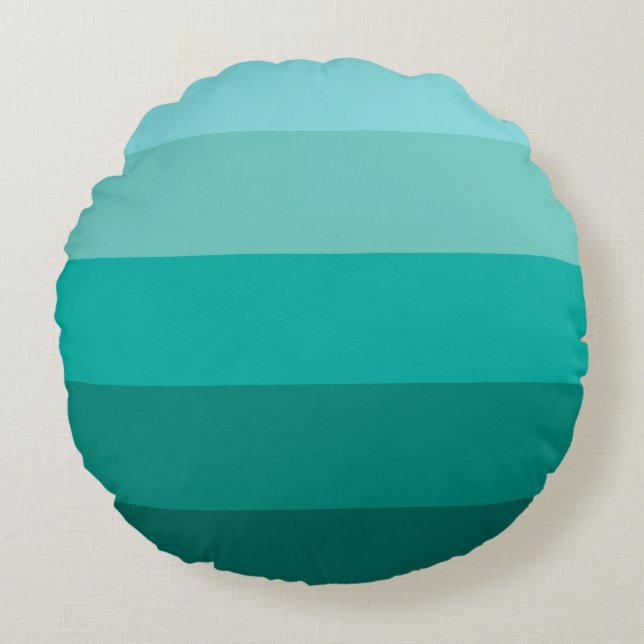 Striped Green Colors Round Pillow (Front)