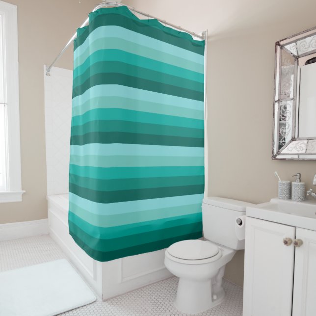 Striped Green Colors  Shower Curtain (In Situ)