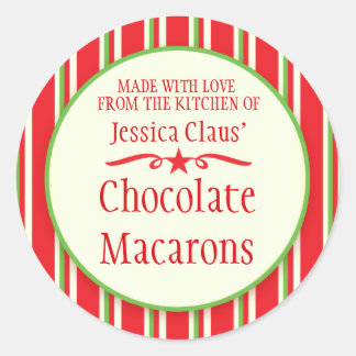 Striped green red cookie swap baking gift stickers