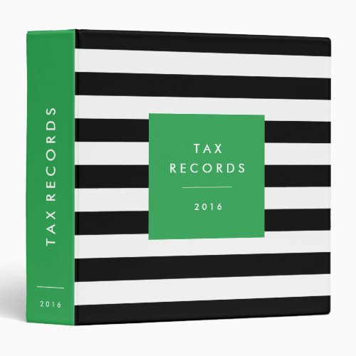 Striped Green Tax Records Binder