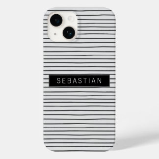 Striped Grey White Pattern Personalized Case-Mate iPhone 14 Case