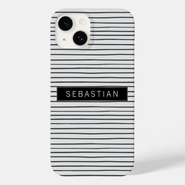 Striped Grey White Pattern Personalized Case-Mate iPhone Case (Back)
