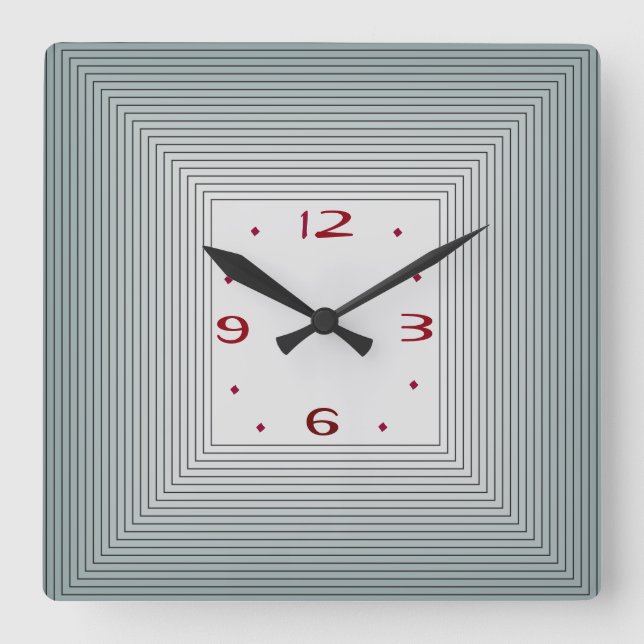 Striped Grey with Red Numerals >Wall Clock (Front)
