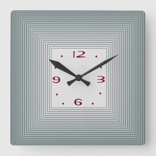 Striped Grey with Red Numerals Wall Clock