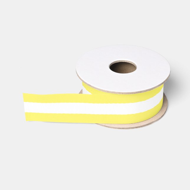 Striped Grosgrain Ribbon:Yellow And White Stripes Grosgrain Ribbon (Spool)