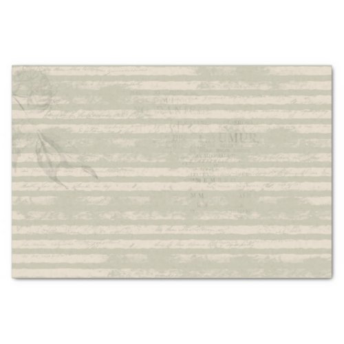 Striped Grunge Green and Ivory Tissue Paper