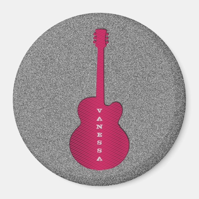Striped Guitar Magnet, Hot Pink Magnet (Front)