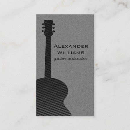 Striped Guitar Music Business Card, Black Business Card