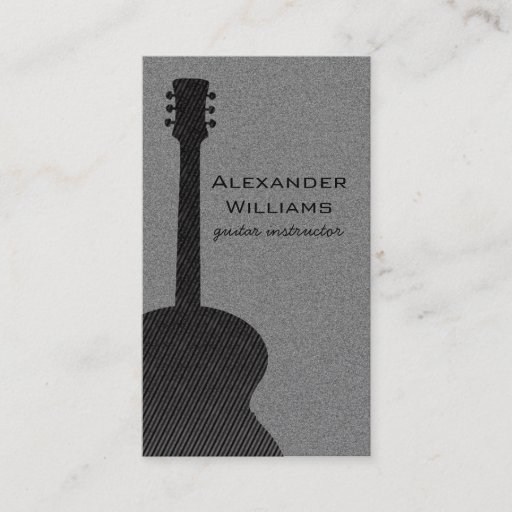 Customizable Striped Guitar Music Business Card, Black