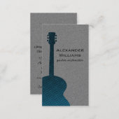 Striped Guitar Music Business Card, Blue Business Card (Front/Back)