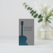 Striped Guitar Music Business Card, Blue Business Card (Standing Front)