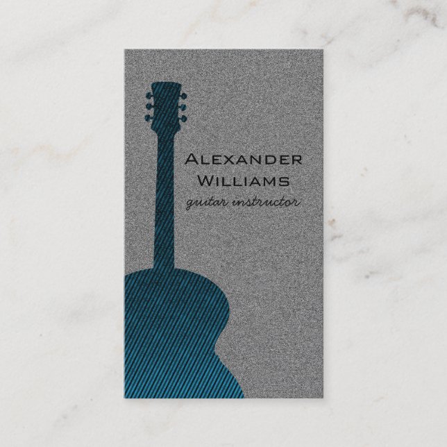 Striped Guitar Music Business Card, Blue Business Card (Front)